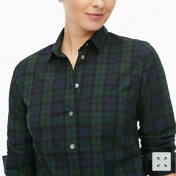 J. Crew Factory Black Watch plaid button-up stretch cotton poplin shirt AS418 XS - Picture 2 of 7